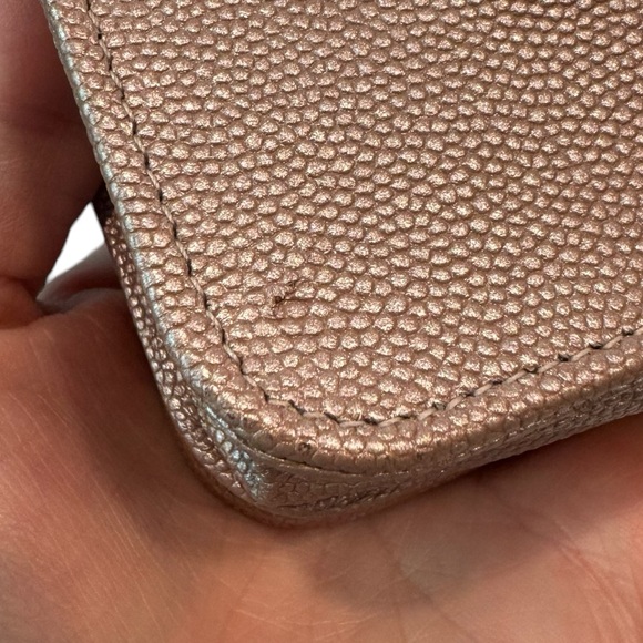 Chanel Metallic Pink Caviar Chevron Quilted Mademoiselle Wallet On Chain - Picture 14 of 15